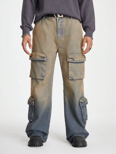 極太 メンズ　ジーンズ　バギーパンツ　デニムパンツ　カーゴパンツ　ロング　デニムハレムパンツ　ゆったり　大きいサイズ有りw40 Qoo10] 極太 デニムパンツ メンズ ジーンズ ル : メンズファッション