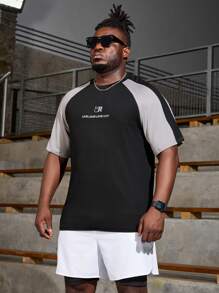 Gym Rark Men's Plus Size Contrast Color Insert Sleeve Letter Printed Short Sleeve Sports T-Shirt - Multicolor - View 7