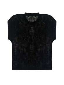 S391189女款短袖圓領花紋套頭衫