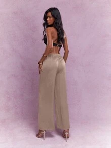 MISSGUIDED 带抽绳纹理阔腿裤