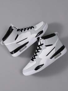 Giày thể thao nam cỡ lớn, giày buộc dây đế mềm thoải mái, giày trượt ván cao cổ nhẹ, giày sneaker hàng ngày. - Xám - Xem 2