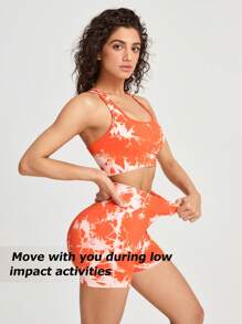 Lifespree Tie Dye Criss Cross Back Sports Set - Orange - View 7