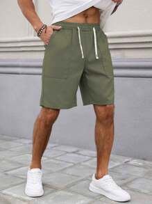 Manfinity Homme Short en jean à cordon de serrage pour hommes, short d'été