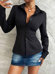 INAWLY Women's Plain Simple Daily Long Sleeve Shirt,Long Sleeve Tops Fall Cloth For Women