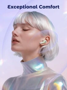 Teckwe Wireless Earbuds,In-Ear Touch Control Multi-Functional Long Battery Life Wireless Earphones With Led Display Compatibility With  Android Phone Laptop - Clear - View 2