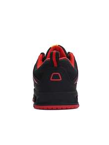 1pair Children's All-Season Climbing Shoes, Rubber Sole Anti-Slip Cap-Toe Trail Running Shoes For Boys, Black & Red - Black - View 3