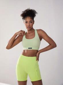 SHEIN Ladies' Solid Color Simple Style Everyday Sports Underwear - Green - View 6
