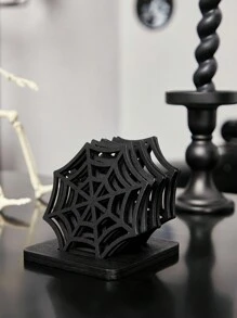 ROMWE Goth Spider Web Designed Solid Color Festival Decoration Ornament, Halloween - Black - View 1