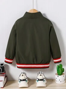 SHEIN 1pc Young Boys' Casual Striped Pilot Jacket, Suitable For Daily, College, Sports, Fall/Winter Seasons