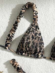 Swim Mod Women's Summer Beach Leopard Print Halter Sexy Bikini Set, Random Print - Multicolor - View 3