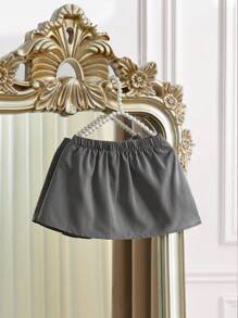 SHEIN Elladie kids 2024新款夏季舒適、時尚、優雅的女嬰蝴蝶結百褶裙