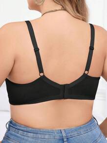 Maternity Plain Contrast Lace Wireless Bra, 1pc - Black - View 2
