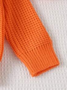 Maglioni per bambini maschi, invernali/autunnali, fatti a mano all'uncinetto con simpatiche fantasie del viso del fantasma di zucca, marrone/arancione/bianco, divertenti e comodi, adatti per casa, vacanze e festività - Arancione - Visualizzare 4