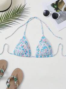 Swim Mod 女式度假海灘花卉露背比基尼上衣 - 彩色 - 查看 4