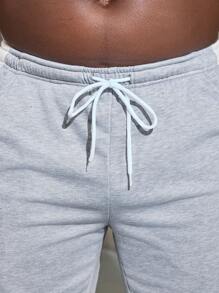 Manfinity Sport Corelite Plus Letter Graphic Drawstring Waist Sports Pants - Grey - View 7