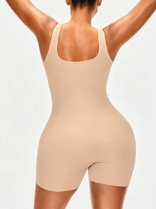 SHAPORA Shaping Mid Thigh Shapewear Bodysuit Body Shaper Bust&Butt Lifter-Tummy Waist Thigh Control - Apricot - View 7