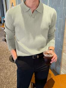 DAZY Men Solid Ribbed Knit Long Sleeve Sweater,Fall Clothes - Grey - View 4