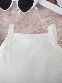 Baby Girls' Casual Denim Vest Top Three-Piece Set For Summer