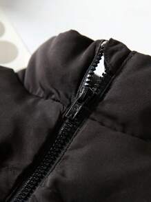 Baby Girl All-Match Thermal Lined Padding Vest Jacket, Black, Warm Casual Winter Outfit For Everyday Wear & Outdoor Play - Black - View 4