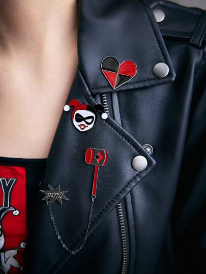 Harley Quinn X SHEIN 3入組卡通徽章胸針套裝