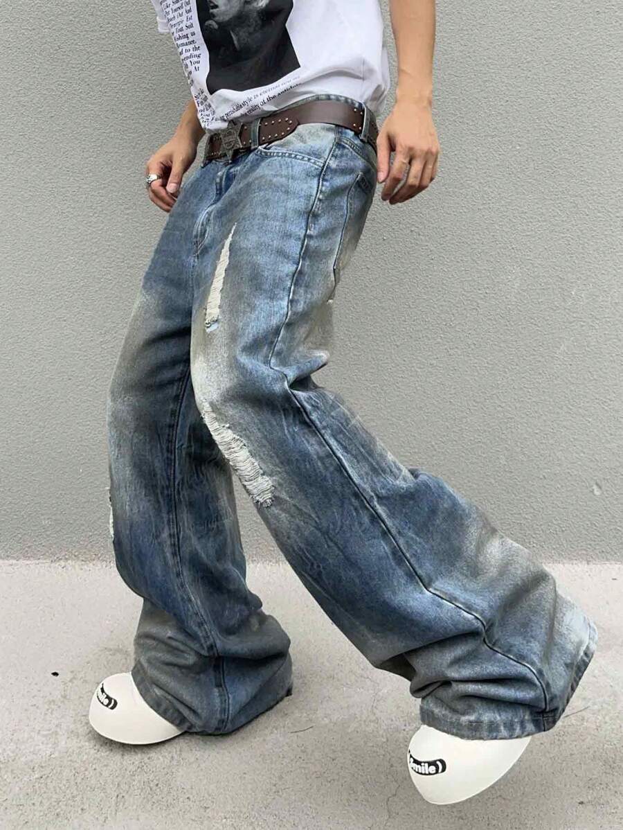 Manfinity EMRG Men's Simple Daily Casual Jeans - Blue - View 1