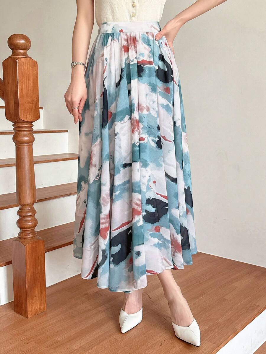 DAZY 女士印花百褶裙 秋季半身裙 花卉图案 - 彩色 - 查看 1
