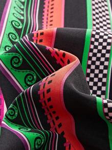 Manfinity RSRT Plus Men Striped & Geo Print Shirt & Shorts - Multicolor - View 3