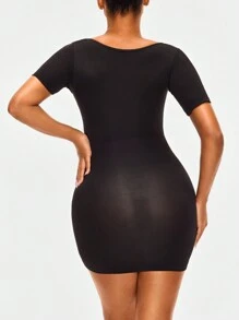 SHAPORA Seamless Shapewear Slip Dress Body Shaper Bust& Butt Lifter-Arm Tummy Waist Thigh Control - Black - View 5