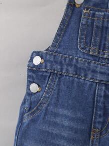 SHEIN Baby Girls  Denim Jumpsuit With Pockets Denim Jumpsuit Without Tee Summer Outfits