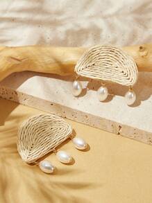 SHEIN VCAY Fashionable Vacation Style Handmade Rope Earring Dangle Earrings
