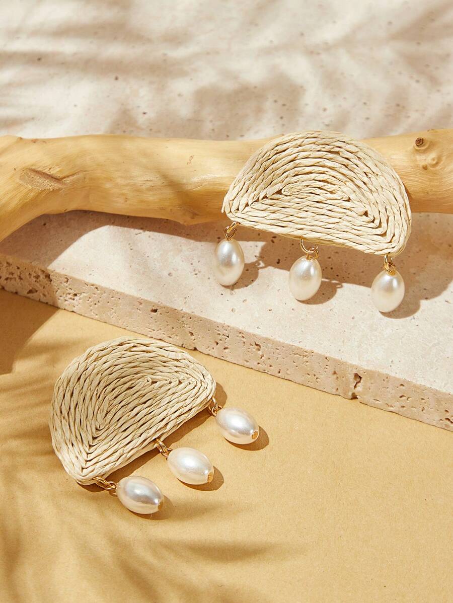SHEIN VCAY Fashionable Vacation Style Handmade Rope Earring Dangle Earrings