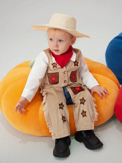 SHEIN 6pcs Boys' Western Element Role Play Outfits For Casual And Everyday Wear, Infant And Toddler Sizes