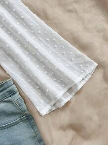 Soleia 瑞士小點打結前擺荷葉短袖襯衫，適用於夏季假期