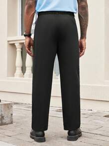 Manfinity Bizformal Men Slant Pocket Fold Pleated Suit Pants - Black - View 2