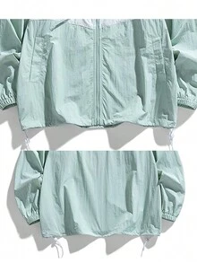 Women Sunscreen Jacket, Summer Thin Breathable Loose Couple Sun Protection Clothing - Green - View 6