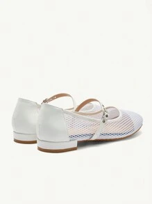 Cuccoo Bailarinas de estilo callejero clásico de ocio para vacaciones con punta cuadrada y estilo Mary Jane de malla para mujeres en Halloween