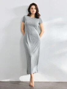 Ocili 休闲夏季灰色休闲舒适家居服长裙假日季节 - 灰色 - 查看 5