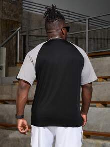 Gym Rark Men's Plus Size Contrast Color Insert Sleeve Letter Printed Short Sleeve Sports T-Shirt - Multicolor - View 2