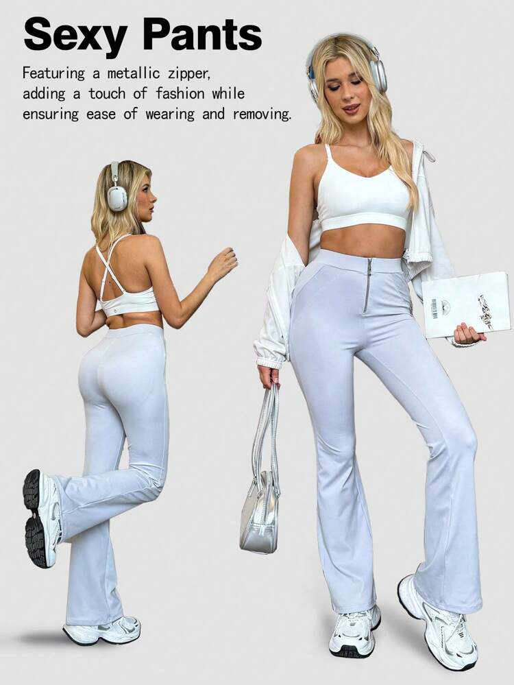 Zipper Splice Life Leisure Sexy Butt-Lifting Breathable Fashionable Sports Yoga Flared Long Pants
