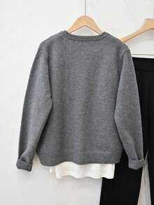 Women's Simple Casual Knitted Cardigan Sweater - Grey - View 2