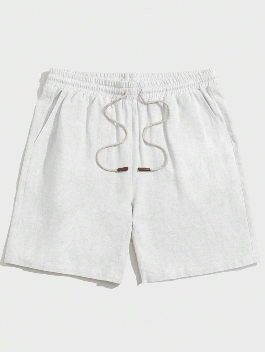 Manfinity BRENVOR 鬆身男款束口腰短褲 - 白色 - 查看 1