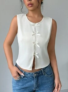 RosyDaze Women's Bowknot Crop Top Sleeveless Tank