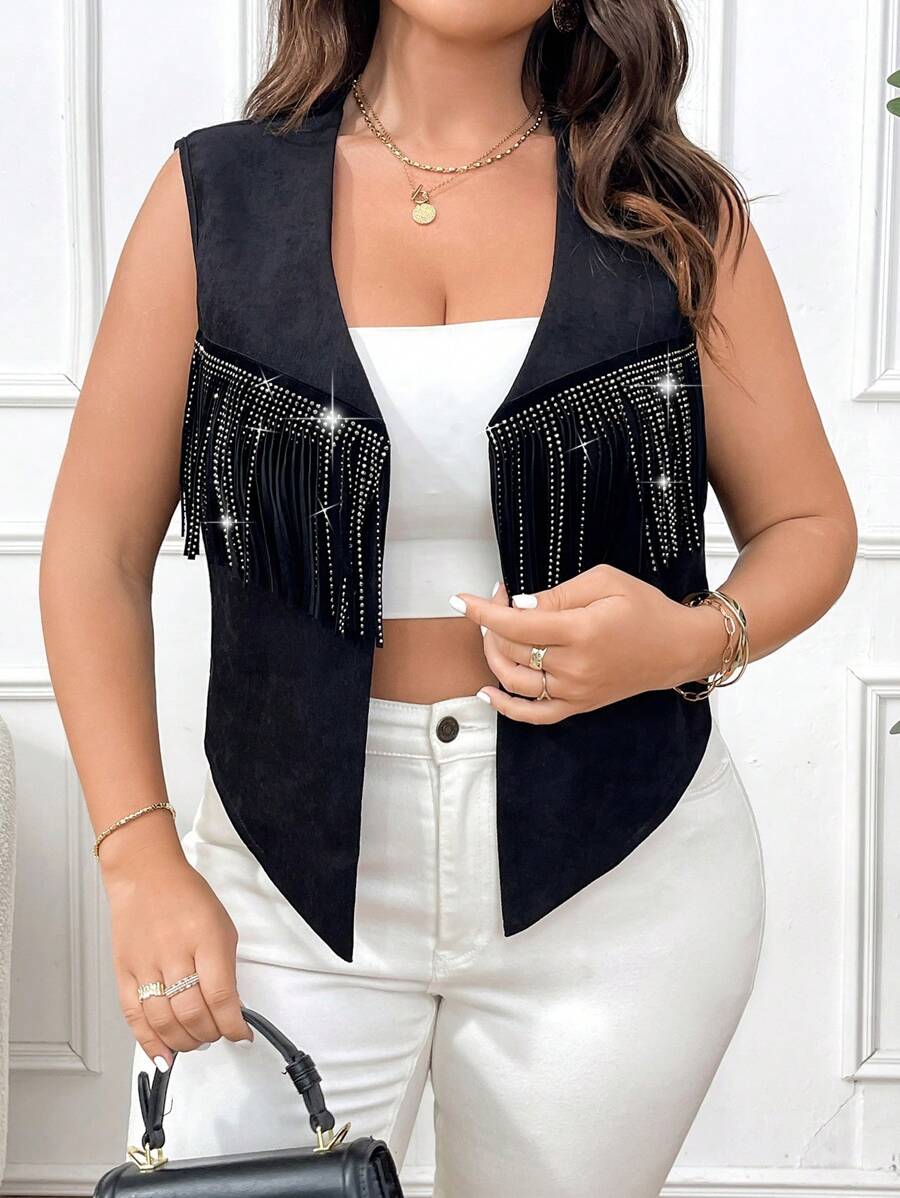 Calvaya 加鉤邊修飾開襟背心外套