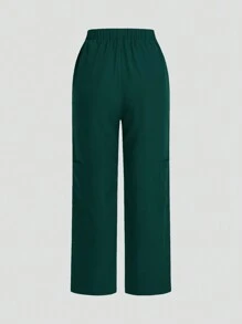 TaskEZ V Neck Top & Detachable Flap Pocket Cargo Pants Scrub Uniform Sets - Army Green - View 5