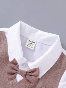 SHEIN Baby Jungen Hemd im Gentleman-Style mit Kurzarm, Krawatte und Shorts