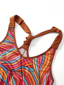 SHEIN LUNE 全版印花環連背心連身褲，適用於夏季 - 彩色 - 查看 3