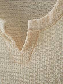 Manfinity Homme 男士夏季字母拼貼細節V領背心 - 杏色 - 查看 6