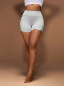 SHEIN Sports 女性對比魚網運動短褲 - 淺灰色 - 查看 7
