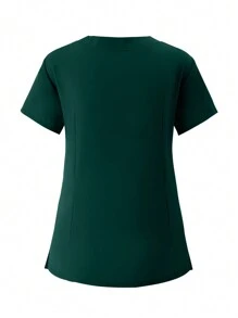 Women's Scrubs Uniform Jogger Pants, Elastic Soft Nursing Workwear Breathable Surgical Scrub Suit With Pockets - Dark Green - View 5