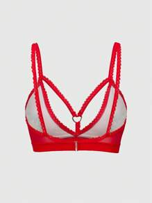 Betty Boop | ROMWE 1pc Cartoon Printed Heart Metal Ring Red Wireless Bra - Multicolor - View 2